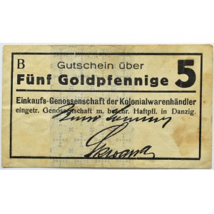 Danzig, Gdańsk, Einkaufs-Genossenschaft, 5 goldpfennig, seria B