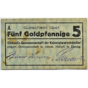 Danzig, Gdańsk, Einkaufs-Genossenschaft, 5 goldpfennig, seria A, rzadkie!