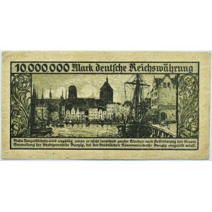 Wolne Miasto Gdańsk, 10 milionów marek 1923, bez oznaczenia serii, niski numer