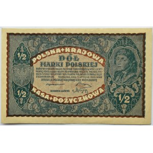 Polska, II RP, 1/2 marki 1920, UNC