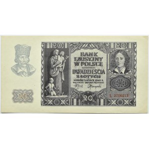 Polska, Generalna Gubernia, 20 złotych 1940, seria L