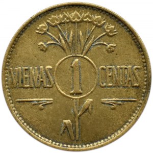 Litwa, 1 centas 1925, Birmingham, rzadkie