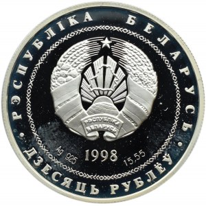 Białoruś, 10 rubli 1998, Adam Mickiewicz - srebro