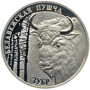 Białoruś, 1 rubel 2001, Białoruska Puszcza - Żubr