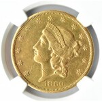USA, 20 dolarów 1860 S, San Francisco, NGC AU