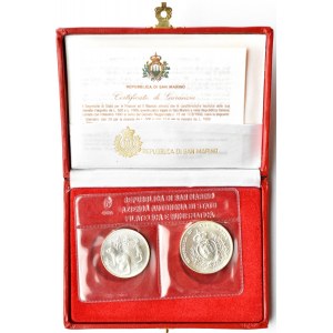San Marino, lot monet 500-1000 lirów 1993 R, Rzym, etui+certyfikat, UNC
