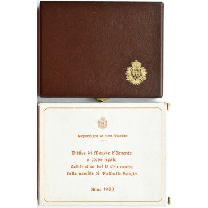 San Marino, lot monet 500-1000 lirów 1983 R, Rzym, etui+certyfikat, UNC