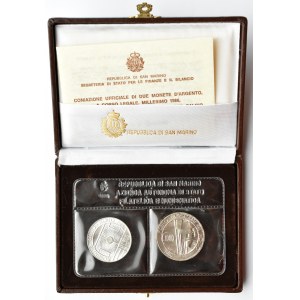 San Marino, lot monet 500-1000 lirów 1986 R, Rzym, etui+certyfikat, UNC