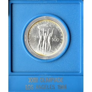 Włochy, 500 lirów 1984 R, XXII Igrzyska Olimpijskie Los Angeles 1984, Rzym, UNC