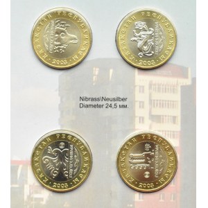 Kazachstan, lot 100 tenge 2003 w etui, 10 lat waluty państwowej - Zwierzęta, UNC