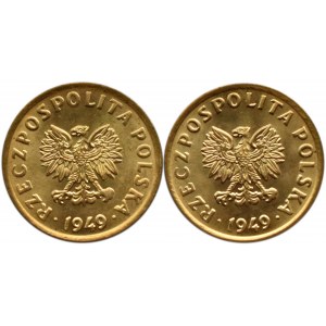 Polska, RP, 5 groszy 1949, Bazylea, dwa wspaniałe rewelacyjne egzemplarze