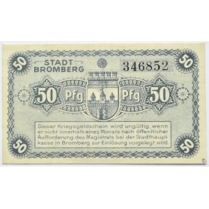 Bromberg, Bydgoszcz, Gutschein 50 pfennig 1919, numer 346852, UNC, granatowy