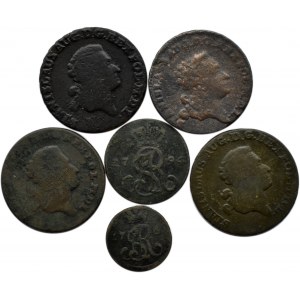 Stanisław A. Poniatowski, lot sześciu monet, od 1/2 grosza do trojaka 1766-94 G, Kraków/Warszawa
