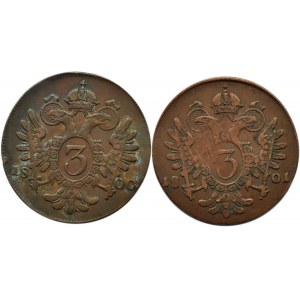 Austria, Franciszek II, lot 3 kreuzer (krajcar) 1800-1801 E/S, Karlsburg/Smolnik