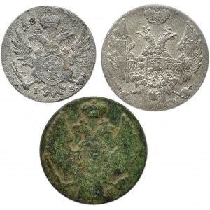 Mikołaj I, lot monet 1, 5, 10 groszy 1818-1840 MW, Warszawa