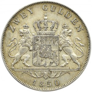Niemcy, Bawaria, Maximilian II, 2 guldeny 1850, Monachium
