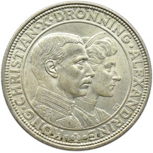 Dania, Christian X, 2 korony 1923 HCN, Kopenhaga - Srebrne Wesele