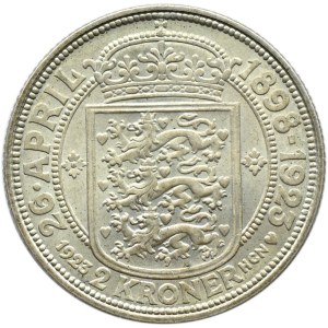 Dania, Christian X, 2 korony 1923 HCN, Kopenhaga - Srebrne Wesele