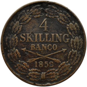 Szwecja, Oscar, 4 Skilling Banco, 1852, Altona