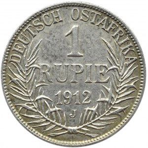 OstAfrica, Guilelmus (Wilhelm) II, 1 rupia 1912 J, Hamburg, Rzadkie!