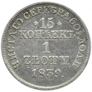 Mikołaj I, 15 kopiejek/1 złoty 1839 MW, Warszawa