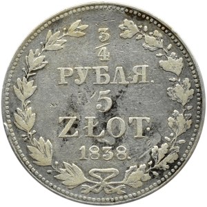 Mikołaj I, 3/4 rubla/5 złotych 1838 MW, Warszawa