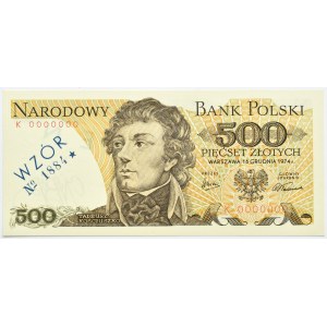 Polska, PRL, 500 złotych 1974, seria K, Warszawa, WZÓR No 1884*, UNC