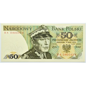 Polska, PRL, 50 złotych 1975, seria BA, UNC