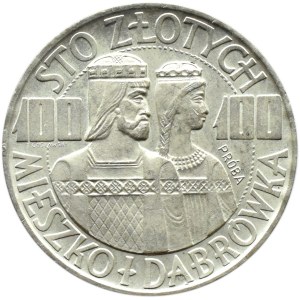 Polska, PRL, 100 złotych 1966, Mieszko i Dąbrówka, próba, UNC