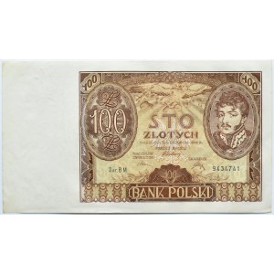 Polska, II RP, 100 złotych 1934, seria B M., Warszawa - dodatkowy znak wodny +x+