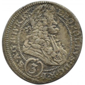 Śląsk, Leopold I, 3 krajcary 1696 MMW, Wrocław