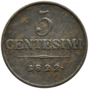 Włochy, Lombardia, Franciszek II Habsburg, 5 centesimi 1822 M, Mediolan