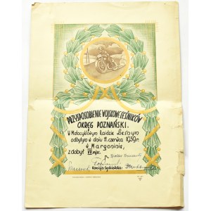 Polska, II RP, Dyplom uczestnictwa w Motocyklowym Rajdzie Leśnym z 1939 roku (6)