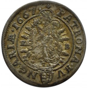 Węgry, Leopold I, 6 krajcarów 1667 KB, Kremnica