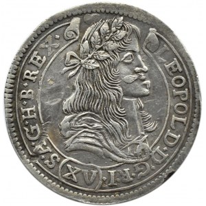 Węgry, Leopold I, 15 krajcarów 1680 KB, Kremnica, przebitka daty