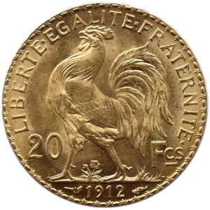 Francja, Republika, Kogut, 20 franków 1912, Paryż