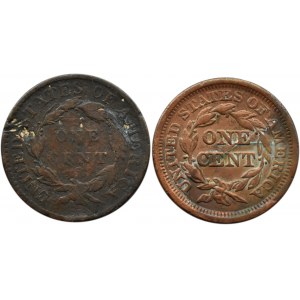 USA, lot dwóch sztuk 1 cent 1818-1853