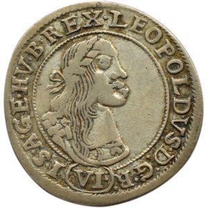 Węgry, Leopold I, 6 krajcarów 1667 KB, Kremnica