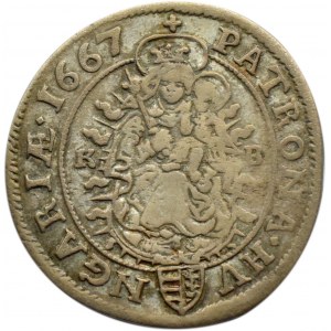 Węgry, Leopold I, 6 krajcarów 1667 KB, Kremnica