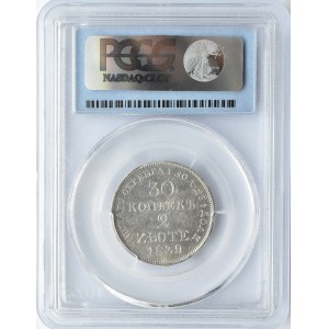 Mikołaj I, 30 kopiejek/2 złote 1839 MW, Warszawa, PCGS MS61