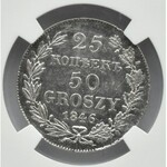 Mikołaj I, 25 kopiejek/ 50 groszy 1846 MW, Warszawa, NGC MS61