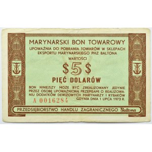 Polen, Volksrepublik Polen, Baltona, 5 $ Gutschein 1973, Serie A - selten