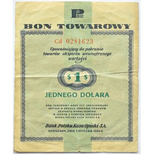 Polska, PeWeX, 1 dolar 1960, seria Cd, z klauzulą na rewersie i z pieczątką