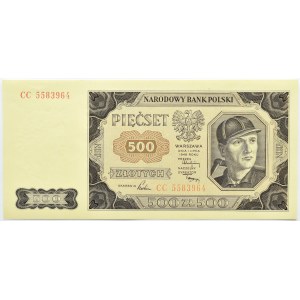 Polska, RP, 500 złotych 1948, seria CC, Warszawa, UNC