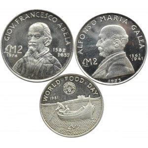 Malta, lot monet 2 liry 1974-1981, Valletta