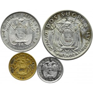 Ekwador, Gwatemala, lot 4 monet 1905-1932, srebro