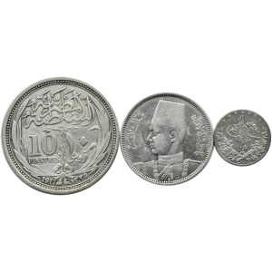 Egipt, lot srebrnych monet 1910-1939, girsch, piastry