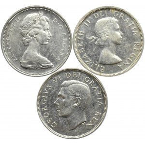 Kanada, Jerzy VI/Ezbieta II, lot trzech dolarów 1952-1966