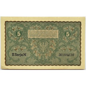 Polska, II RP, 5 marek 1919, II seria N