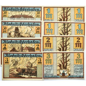 Klodnitz/Kłodnica (Kędzierzyn-Koźle), lot 8 notgeldów 50 pfennig - 3 marek 1921